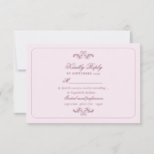 Klassieke Roze Huwelijks RSVP Kaart