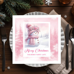 Klassieke Roze Kerst Cozy Winter Bos Kinder Cadeau Servet