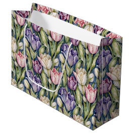 Klassieke roze, paarse, witte tulpen groot cadeauzakje