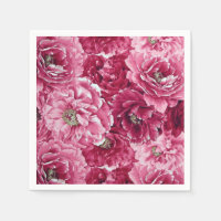Klassieke roze pioenen clusters | Floral Napkins