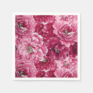 Klassieke roze pioenen clusters   Floral Napkins Servet