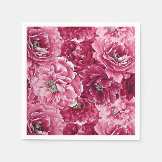 Klassieke roze pioenen clusters | Floral Napkins Servet (Voorkant)