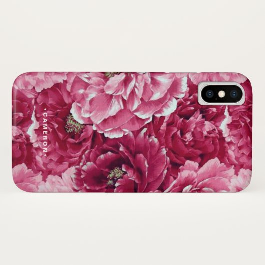 Klassieke roze pioenen clusters gepersonaliseerd Case-Mate iPhone case (Achterkant (horizontaal))
