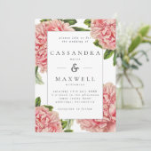 Klassieke Roze Pioenrozen Waterverf Trouwdag Kaart (Staand voorkant)