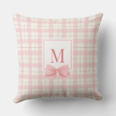 Klassieke Roze Plaid Monogramed kinderkamer Kussen (Achterkant)
