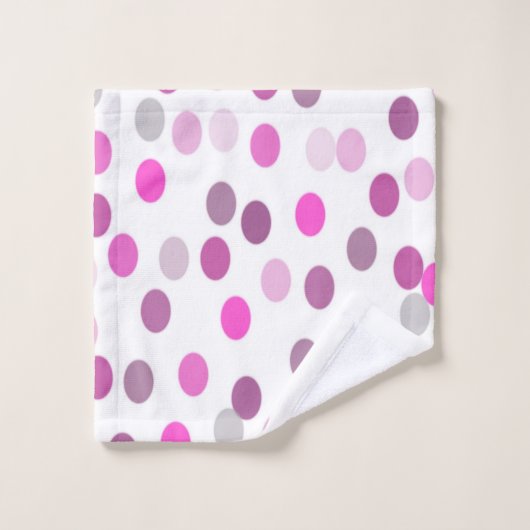 Klassieke roze pokadots op wit bad handdoek (Wasdoekje)