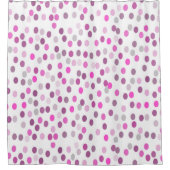 Klassieke roze pokadots op wit douchegordijn (Voorkant)