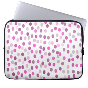 Klassieke roze pokadots op wit laptop sleeve