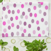 Klassieke roze pokadots op wit theedoek (Gevouwen)