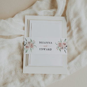 Klassieke roze roos bloemenbruiloft uitnodiging uitnodigingen wikkel