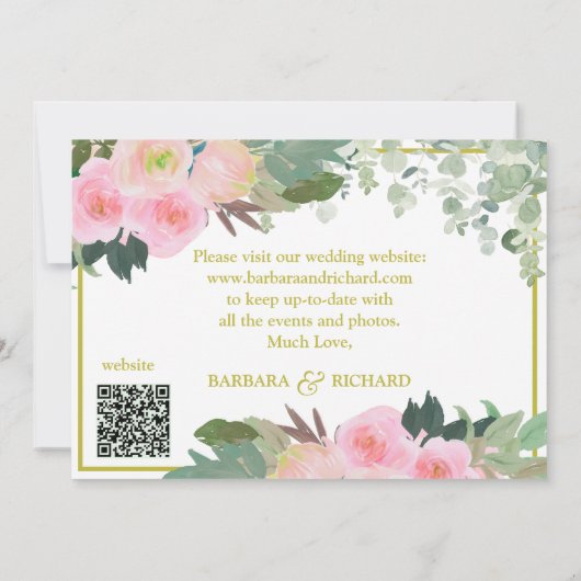 KLASSIEKE roze roos bloemenfoto bruiloft opslaan d Kaart (Achterkant)