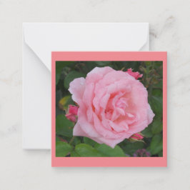 Klassieke Roze Roos Platte Notitiekaart Notitiekaartje