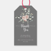 Klassieke roze roze bloemengrijze bruiloft Bedankt Cadeaulabel (Voorkant)