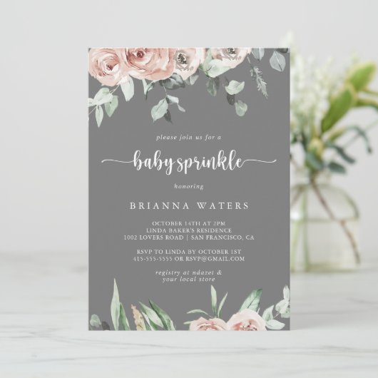 Klassieke roze roze grauwe Baby sprinkhaak Kaart (Staand voorkant)