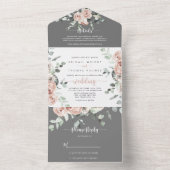 Klassieke roze roze grauwe bruiloft all in one uitnodiging (Binnen)