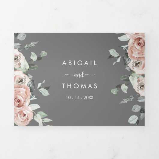 Klassieke roze roze grauwe bruiloft drieluik uitnodiging (Cover)