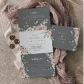 Klassieke roze roze grauwe bruiloft drieluik uitnodiging
