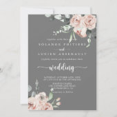 Klassieke roze roze grauwe bruiloft kaart (Voorkant)