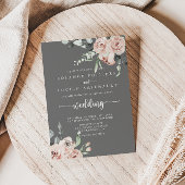 Klassieke roze roze grauwe bruiloft kaart