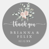 Klassieke roze roze grijs Dank je weddenschap Ronde Sticker (Voorkant)