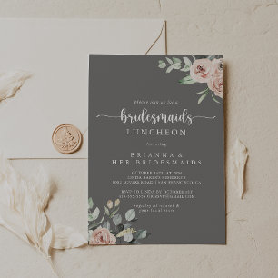 Klassieke roze roze grijze bridesmaids Luncheon Kaart