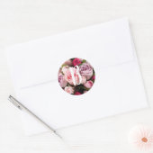 Klassieke roze roze monogram huwelijksontwerp ronde sticker (Envelop)