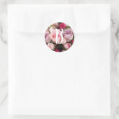Klassieke roze roze monogram huwelijksontwerp ronde sticker (Tas)
