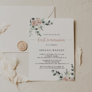 Klassieke roze roze roze bloem eerste gemeenschap kaart