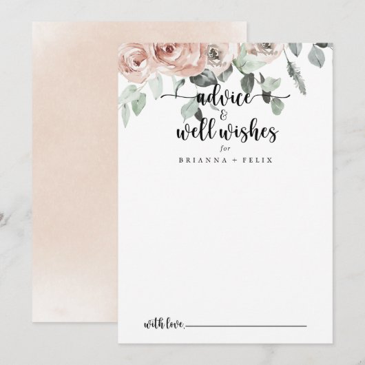 Klassieke roze roze rozenwoudjes advieskaart (Voorkant / Achterkant)