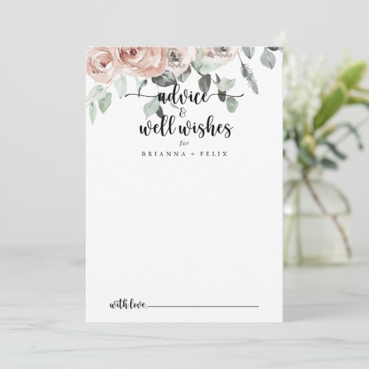 Klassieke roze roze rozenwoudjes advieskaart (Staand voorkant)