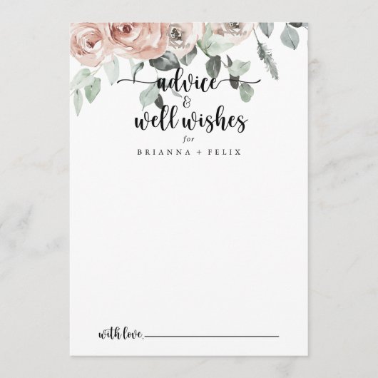 Klassieke roze roze rozenwoudjes advieskaart (Voorkant)