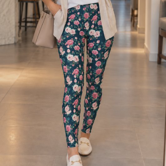 Klassieke Roze Rozen Leggings