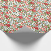 Klassieke roze rozen rosebuds Blue Floral Cadeaupapier (Hoek)