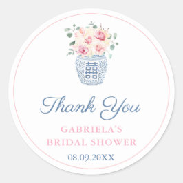 Klassieke roze Rozen Vrijgezellenfeest Dank u wel Ronde Sticker