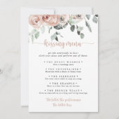 Klassieke roze rozenweddenschappen menu Spel Kaart (Voorkant)