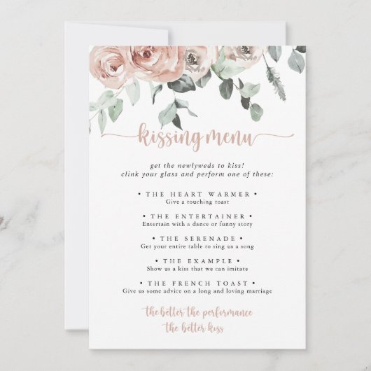 Klassieke roze rozenweddenschappen menu Spel Kaart (Voorkant)