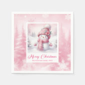 Klassieke Roze Sneeuwman Kerst Scene Servetten Kin (Voorkant)