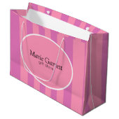Klassieke Roze Strepen Custom Groot Cadeauzakje (Voorkant Gekanteld)