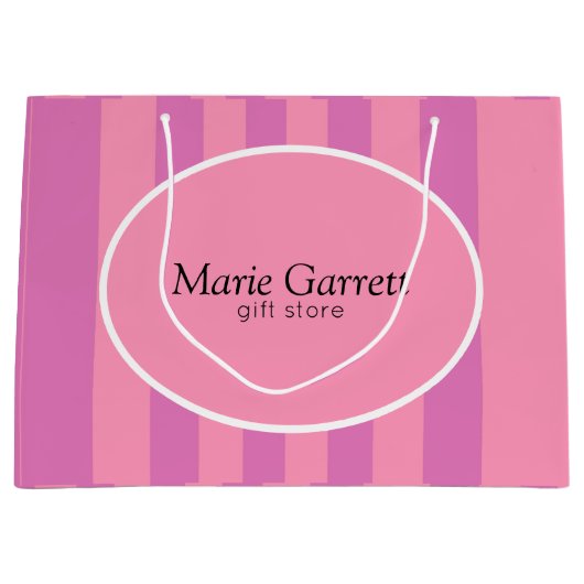 Klassieke roze strepen op maat groot cadeauzakje (Voorkant)