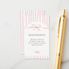 Klassieke Roze Strepen & Strik Luier Raffle Informatiekaartje