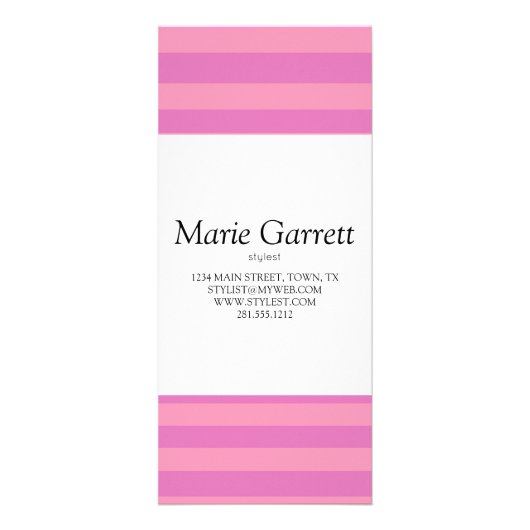 Klassieke roze Stripe Business Price Reclamekaart (Achterkant)