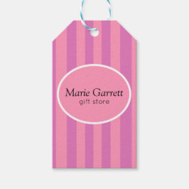 Klassieke roze Stripes Business Cadeaulabel