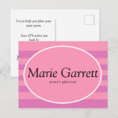 Klassieke roze stripes marketing feestdagenkaart (Voorkant / Achterkant)