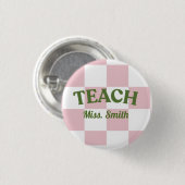 Klassieke Roze Teach Leraar Speld Ronde Button 3,2 Cm (Voorkant /achterkant)