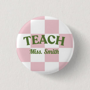 Klassieke Roze Teach Leraar Speld Ronde Button 3,2 Cm