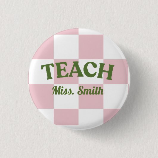 Klassieke Roze Teach Leraar Speld Ronde Button 3,2 Cm (Voorkant)