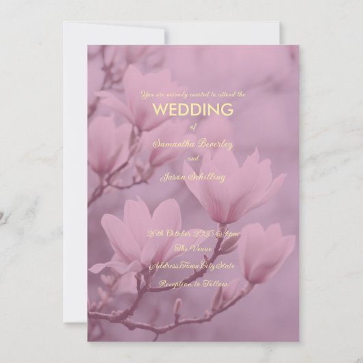 Klassieke Roze Witte Magnolia Achtergrond Kaart (Voorkant)