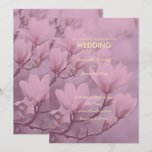 Klassieke Roze Witte Magnolia Achtergrond Kaart (Voorkant / Achterkant)