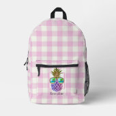 Klassieke roze witte plaid ananas zonnebril bedrukte rugzak (Voorkant)
