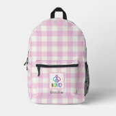 Klassieke roze witte plaid bijensoort bedrukte rugzak (Voorkant)